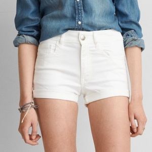 AE height rise white shorts